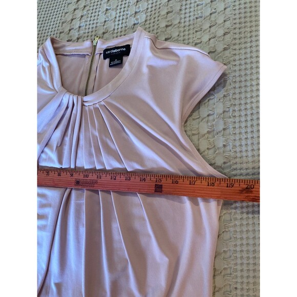 Liz Claiborne Blouse Sz Medium Sleeveless Top Dusty Rose Pleated Neckline Classy - Picture 9 of 10